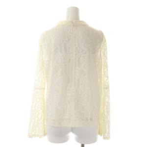 GRACE CONTINENTAL ハイネックレーストップ ブラウス シアー フレアスリーブ 長袖 38 オフホワイト