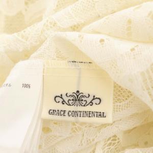 GRACE CONTINENTAL ハイネックレーストップ ブラウス シアー フレアスリーブ 長袖 38 オフホワイト