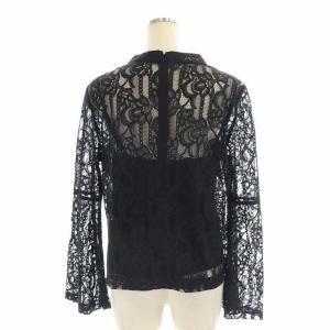 GRACE CONTINENTAL ハイネックレーストップ ブラウス プルオーバー 長袖 38 黒 ブラック