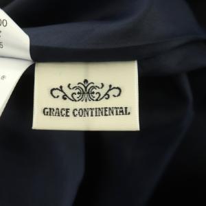 GRACE CONTINENTAL ギンガムフラワーフレアスカート ロング フレア 38 紺 白 紫