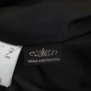 GRACE CONTINENTAL フリルフレアーワンピース ドレス 膝丈 ノースリーブ パールビジュー装飾 36 黒 ブラック