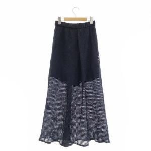 Deuxieme Classe 22SS gleam フレアスカート ロング バイアスストライプ タック インナー付き 紺 ネイビー