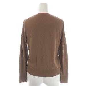 ANAYI 21AW 配色ウールクルーネックカーディガン ニット 長袖 パールボタン 36 茶色 ブラウン 赤 レッド