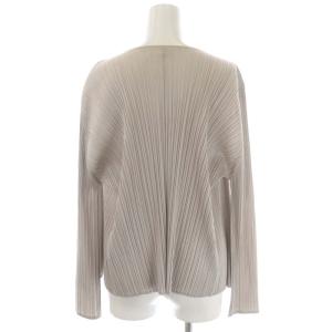 PLEATS PLEASE ISSEY MIYAKE イッセイミヤケ プリーツカーディガン 長袖 ボタンレス 3 グレージュ