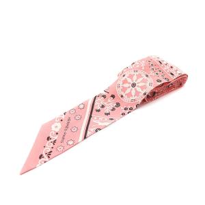 ツイリー PEOPLE DU VENT リボンスカーフ シルク ペイズリー柄 動物柄 ロゴ ピンク