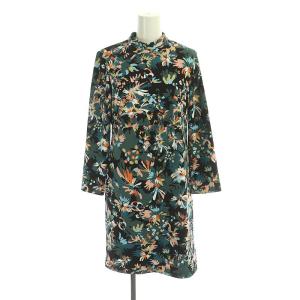 マルチプリントジャージミニワンピース 長袖 36 黒 ブラック マルチカラー