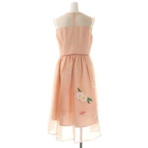 Chesty フラワーオーガンジーワンピース ロング ノースリーブ 刺繍 1 サーモンピンク マルチカラー