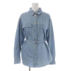21SS バックフリルデニムシャツ 長袖 金ボタン 36 ライトブルー