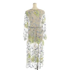 Diagram GRACE CONTINENTAL フラワーチュール刺繍 ワンピース ロング 長袖 前開き 36 グレー マルチカラー