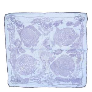 カレ40 お魚 スカーフ 青 ブルー