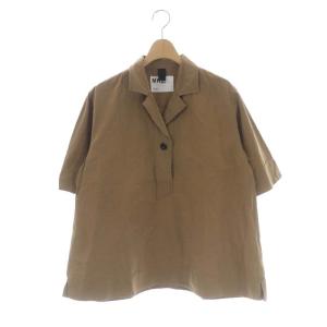 23SS SANDED COTTON LINEN シャツ 七分袖 ハーフボタン S 茶色 ブラウン