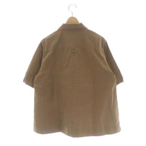 MHL. 23SS SANDED COTTON LINEN シャツ 七分袖 ハーフボタン S 茶色 ブラウン