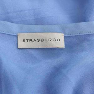 STRASBURGO シルク シアーブラウス プルオーバー 長袖 ボウタイ インナー付き 38 スカイブルー