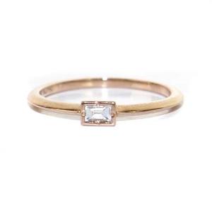 AHKAH 22SS ヌーディーバゲット リング 3号 ダイヤモンド 0.03ct Au750 イエローゴールド