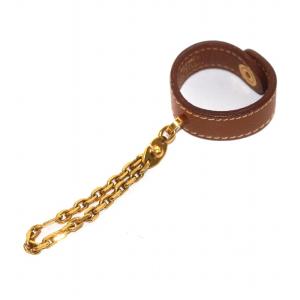 ノマド グローブホルダー 手袋ホルダー レザー チェーン 茶 ブラウン ゴールド