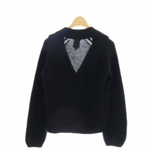 SYBILLA 襟付きニットカーディガン 長袖 ウール M 黒 ブラック