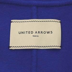UNITED ARROWS ダブルフェイスベルテッドコート アウター ノーカラー ロング ベルト付き 36 青 ブルー