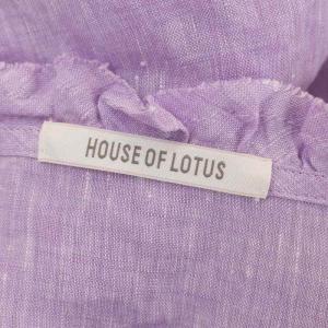 HOUSE OF LOTUS リネンフリルドローコードワンピース ロング マキシ丈 フレンチスリーブ S ラベンダー