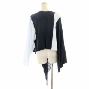 Martin Margiela 6 MM6 メゾンマルジェラ ASYMMETRIC BLOUSE ブラウス プルオーバー 長袖 ストライプ ボーダー 切替 クロップド