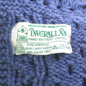 INVERALLAN マフラー ニット ウール フリンジ 青 ブルー