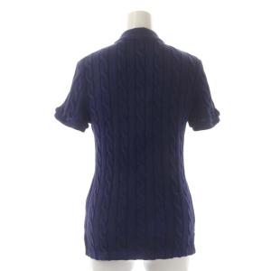 POLO RALPH LAUREN 半袖ケーブル編みニット ポロシャツ カットソー M 青紫 ブルーパープル