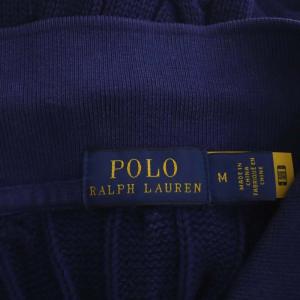 POLO RALPH LAUREN 半袖ケーブル編みニット ポロシャツ カットソー M 青紫 ブルーパープル