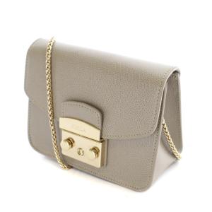 FURLA メトロポリス ショルダーバッグ チェーン レザー グレー