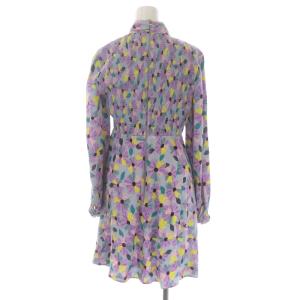 kate spade new york ハイネック花柄ワンピース 膝丈 長袖 ライトグレー マルチカラー