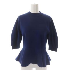 21AW ぺプラムニット カットソー 五分袖 プルオーバー F 青 ブルー
