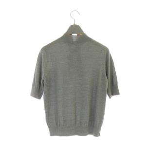 ANAYI ウール リボン付き ショートスリーブ ニット カットソー 半袖 38 グレー ピンク