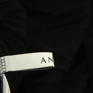 ANAYI キュプラポプリンシャーリングワンピース ロング フレンチスリーブ ギャザー 34 黒 ブラック