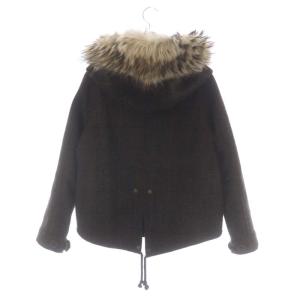 GRACE CONTINENTAL ハリスツイード フード付き ウール チェック ジャケット 34 ダークブラウン