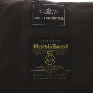 GRACE CONTINENTAL ハリスツイード フード付き ウール チェック ジャケット 34 ダークブラウン