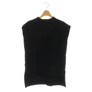 22SS ナイロン2WAYスクエアカットブラウス プルオーバー フレンチスリーブ 38 黒 ブラック