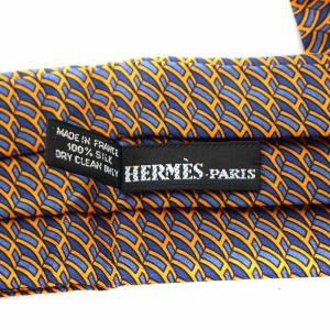 HERMES マルジェラ期 アスコットタイ ネクタイ シルク 絹 オレンジ 紺 ネイビー SH OH