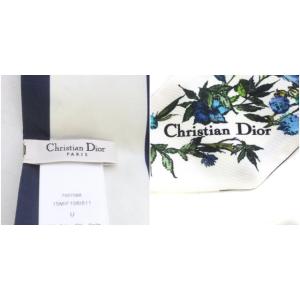 Christian Dior ミッツァ スカーフ 花柄 ロゴ シルク ホワイト