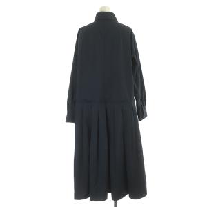 IENA maison メゾン 23SS プリーツシャツワンピース ロング オーバーサイズ 長袖 36 紺 ネイビー