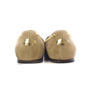 JIMMY CHOO パンプス フラット ポインテッドトゥ スタッズ スエード 38 25cm ベージュ