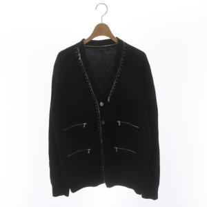 MARC JACOBS ウール スタッズ ジップ ニットカーディガン 長袖 L/G 黒 ブラック