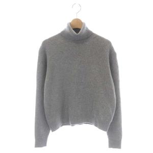 ウールタートルネックパターンニット セーター 長袖 S グレー