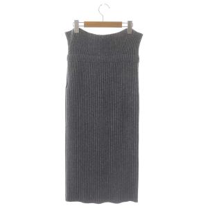 ADORE 21AW ウールカシミヤニットスカート ロング ミモレ丈 タイト 38 グレー