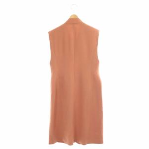 Ameri VINTAGE 22SS WAVE COLLAR ANGULAR VEST ウェーブカラー ロングベスト ジレ 1B 前開き S コーラルオレンジ