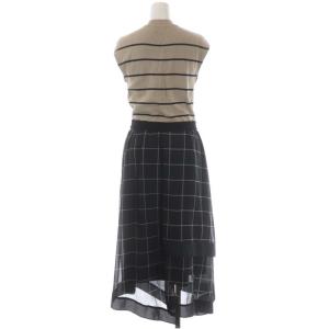 Diagram GRACE CONTINENTAL 21AW 切替フレアワンピース ロング ノースリーブ ボーダー チェック 36 ベージュ 黒 ブラック