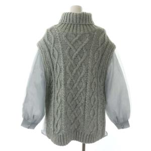 Ameri VINTAGE UNDRESSED COTTON CANDY SLEEVE KNIT ニット セーター タートルネック 長袖 切替 F ミントグレー