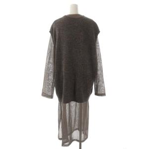 Ameri VINTAGE 21AWMESH DOCKING KNIT VEST セット ニット ベスト ワンピース ロング メッシュ 長袖 F 茶 黒