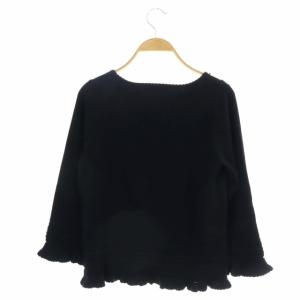 TO BE CHIC ニット カットソー セーター フリル 七分袖 3 黒 ブラック
