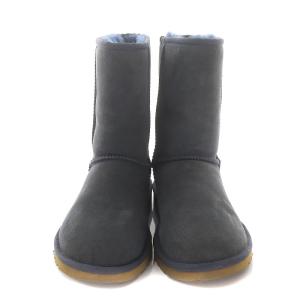 UGG australia CLASSIC SHORT ムートンブーツ ショート シープスキン ロゴ USA6 23.0cm ネイビー 5825