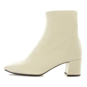 ブーツ ショート スクエアトゥ レザー 36.5 23.5cm べージュ