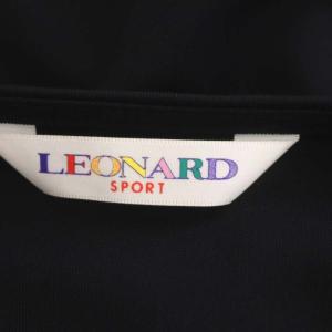 LEONARD SPORT フラワー柄トップス チュニック カットソー 長袖 スキッパー 黒 ブラック マルチカラー