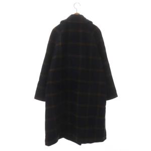DRESSTERIOR 22AW チェックリバーコート アウター ダブル ロング 36 ネイビー ブラウン